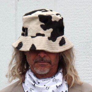 Borsalino Bucket Hat ITALY Cow Pattern with Partial New Tag RETAIL $298